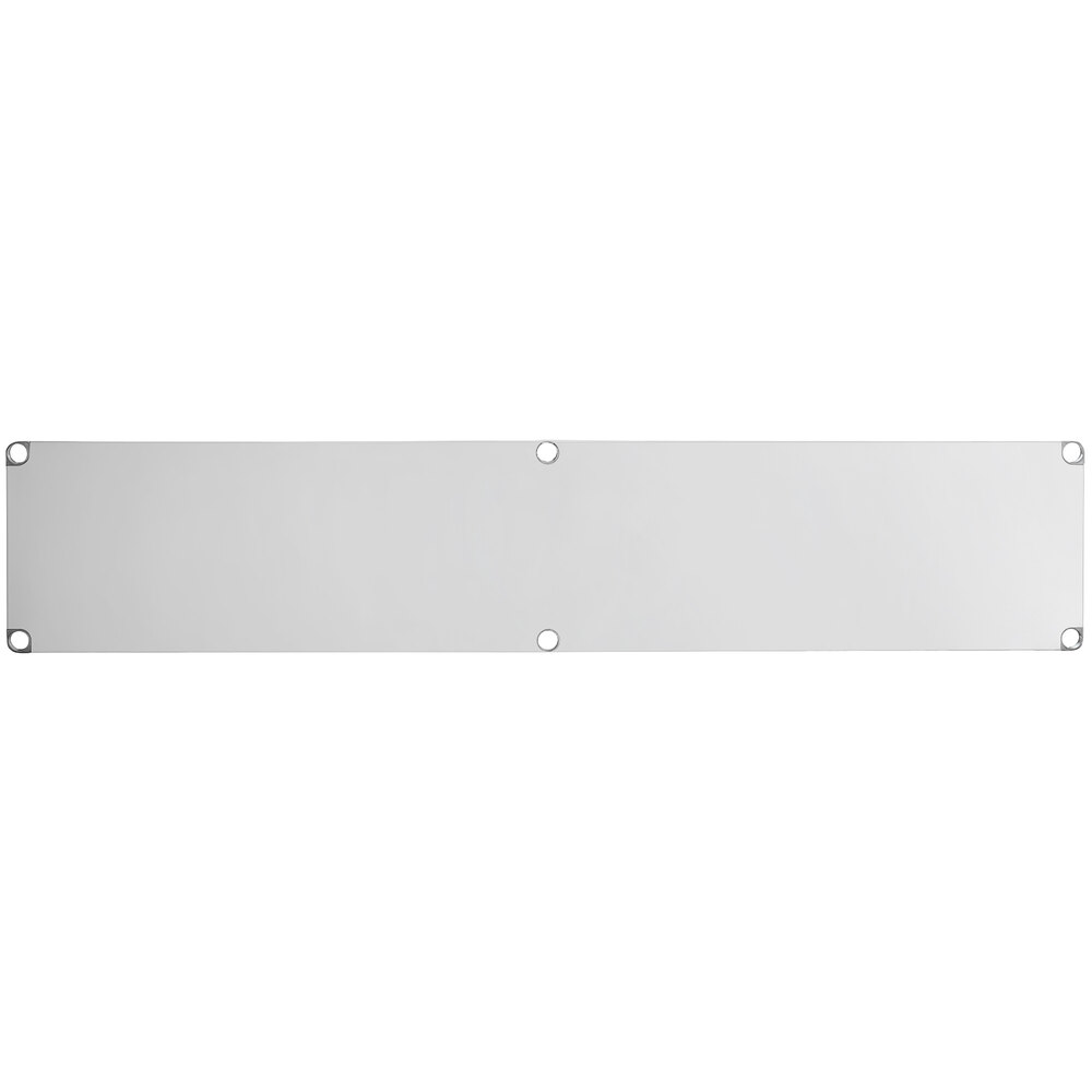 An 18-gauge stainless steel adjustable undershelf designed for 24-inch by 96-inch work tables.
