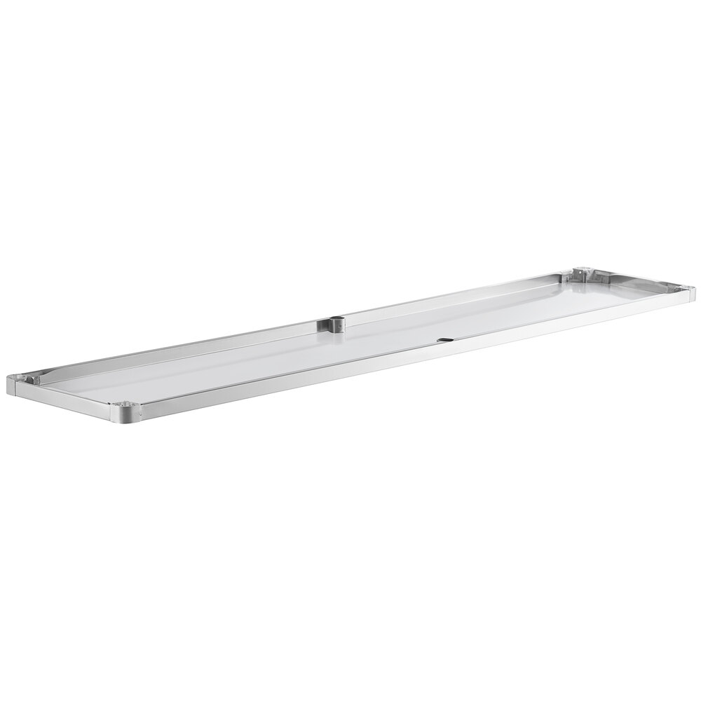An 18-gauge stainless steel adjustable undershelf designed for 24" x 96" work tables.
