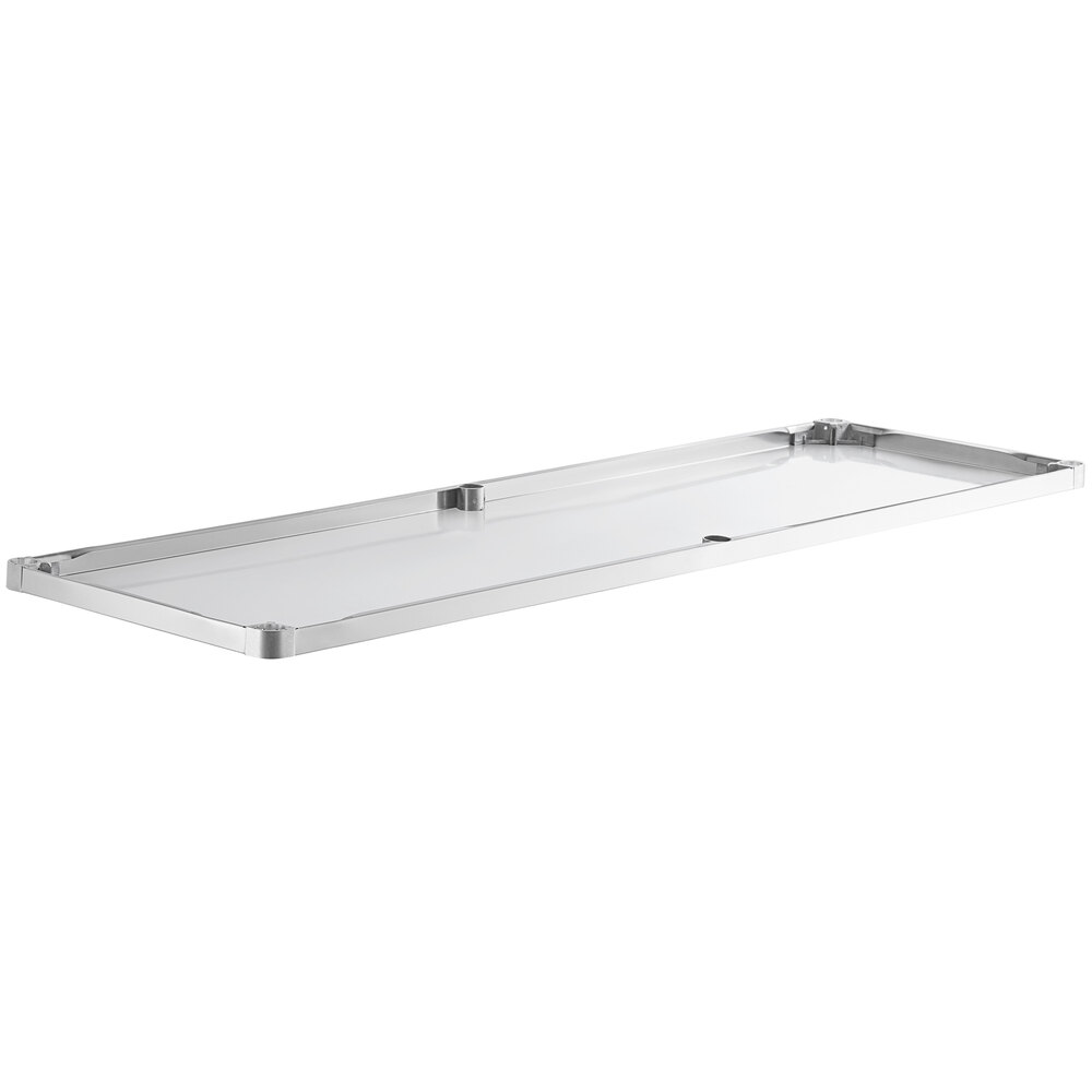 An 18-gauge stainless steel adjustable undershelf designed for 30-inch by 84-inch work tables.