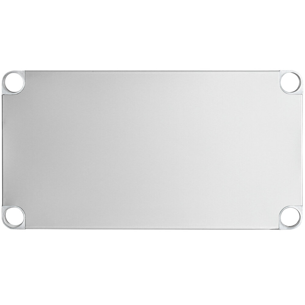 An 18-gauge stainless steel adjustable undershelf designed for 18" x 30" work tables.