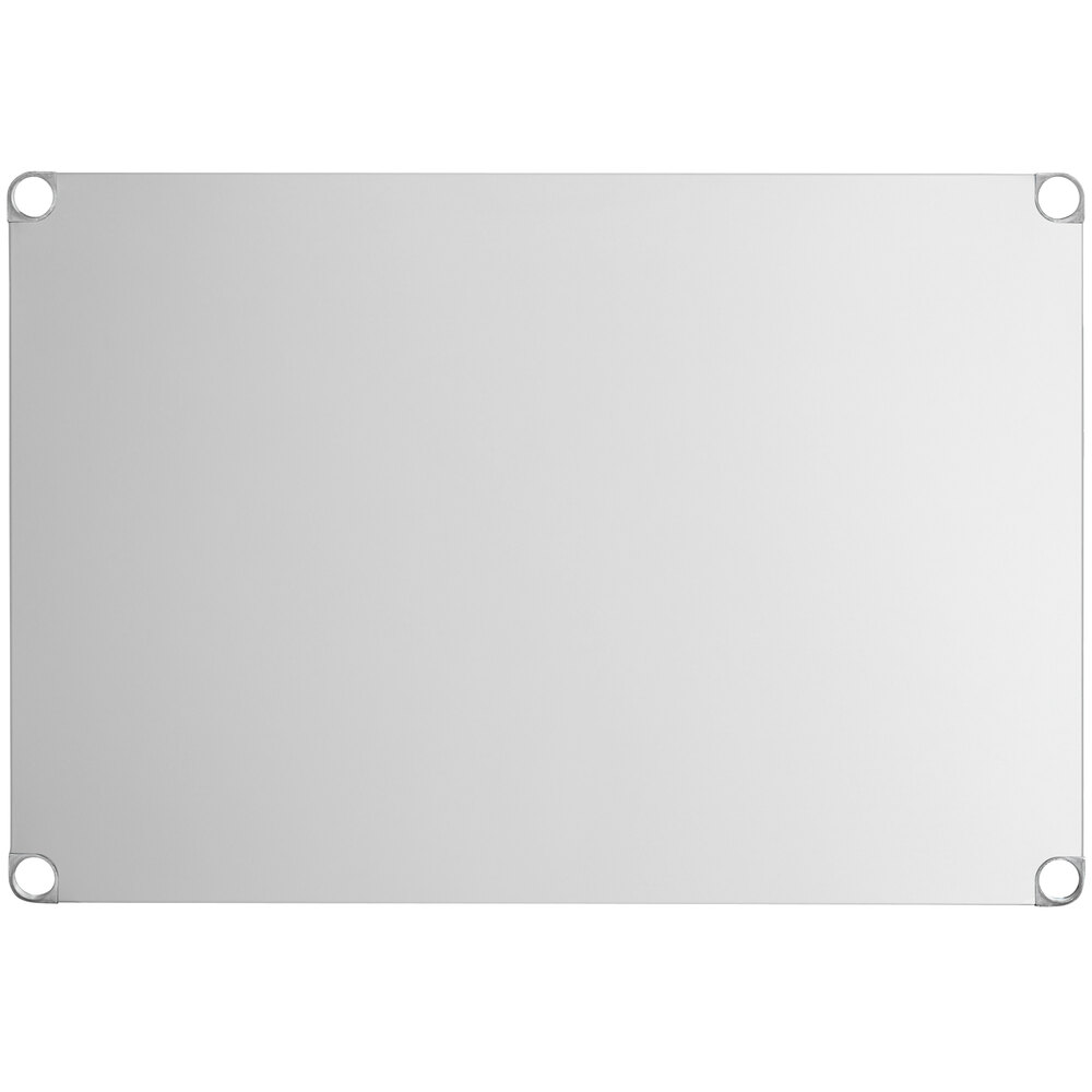 An 18-gauge stainless steel adjustable undershelf designed for 36-inch by 48-inch work tables.