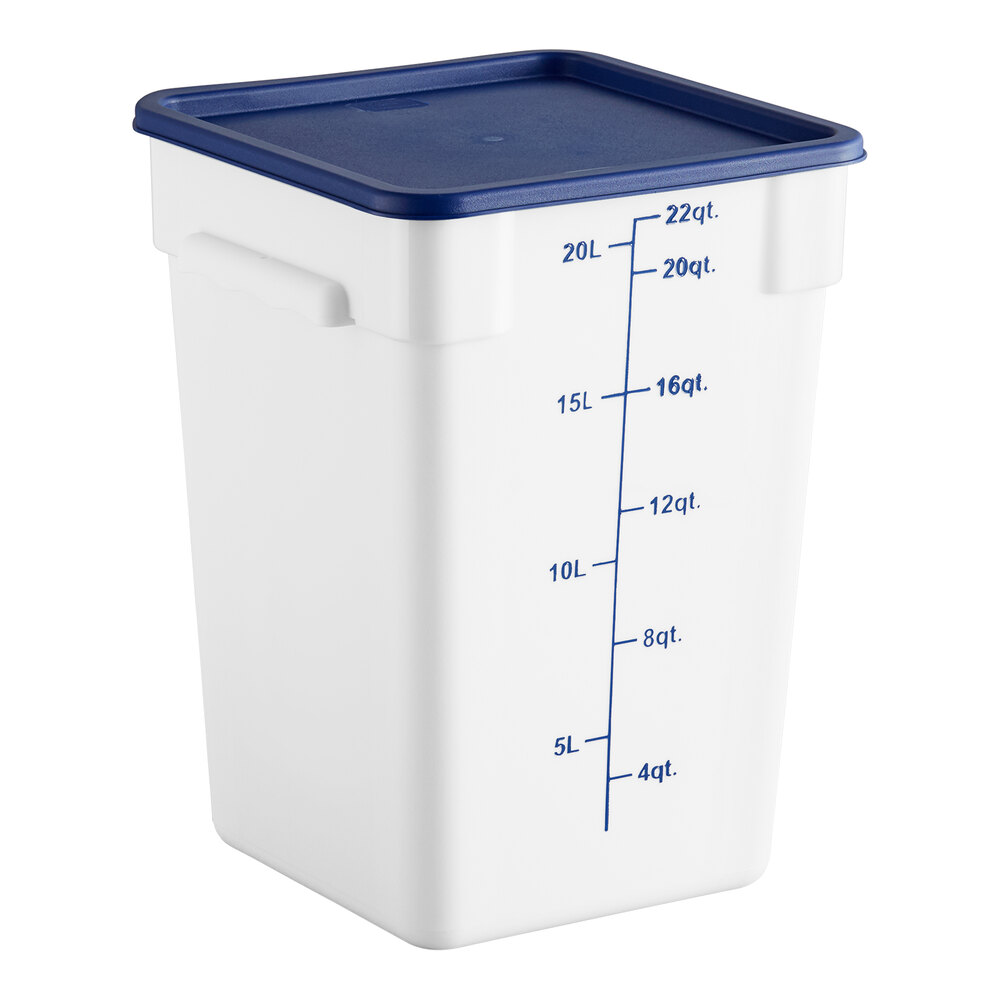 Choice 22 Qt. White Square Polypropylene Food Storage Container with ...