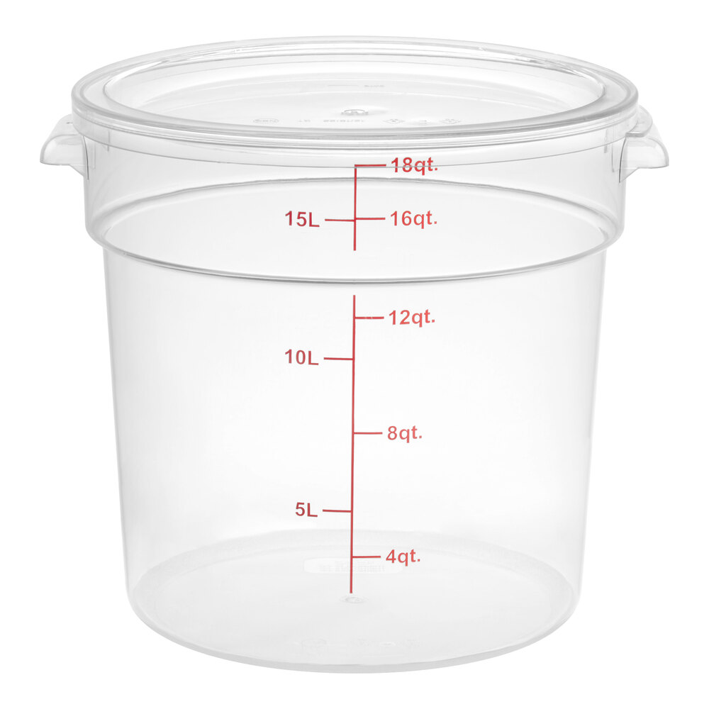 Choice 18 Qt. Clear Round Polycarbonate Food Storage Container with Lid