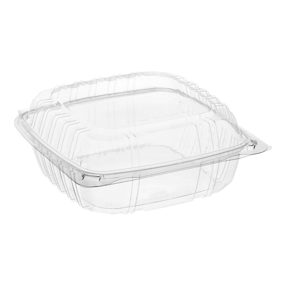 Choice 8" x 8" x 3 3/8" Clear Hinged PET Plastic Clamshell Container ...
