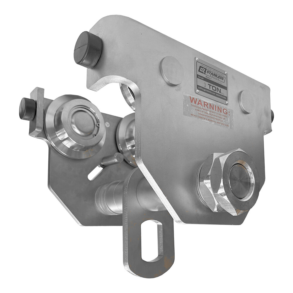 OZ Lifting Products 3 Ton Stainless Steel Push Beam Trolley OZSS3PBT