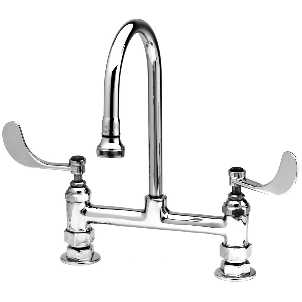 T&S B0324129X Deck Mount Faucet with 4" Adjustable Centers, 10