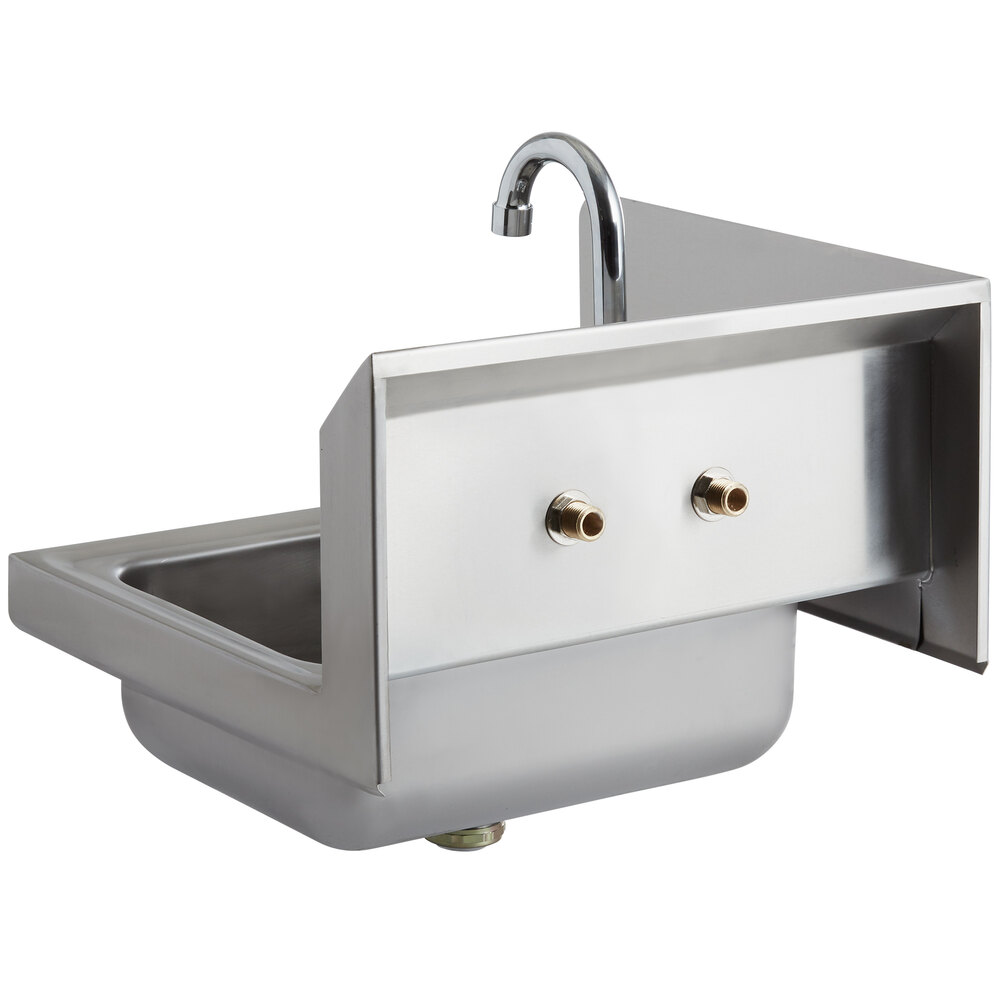 A stainless steel Regency wall-mounted hand sink with a faucet.