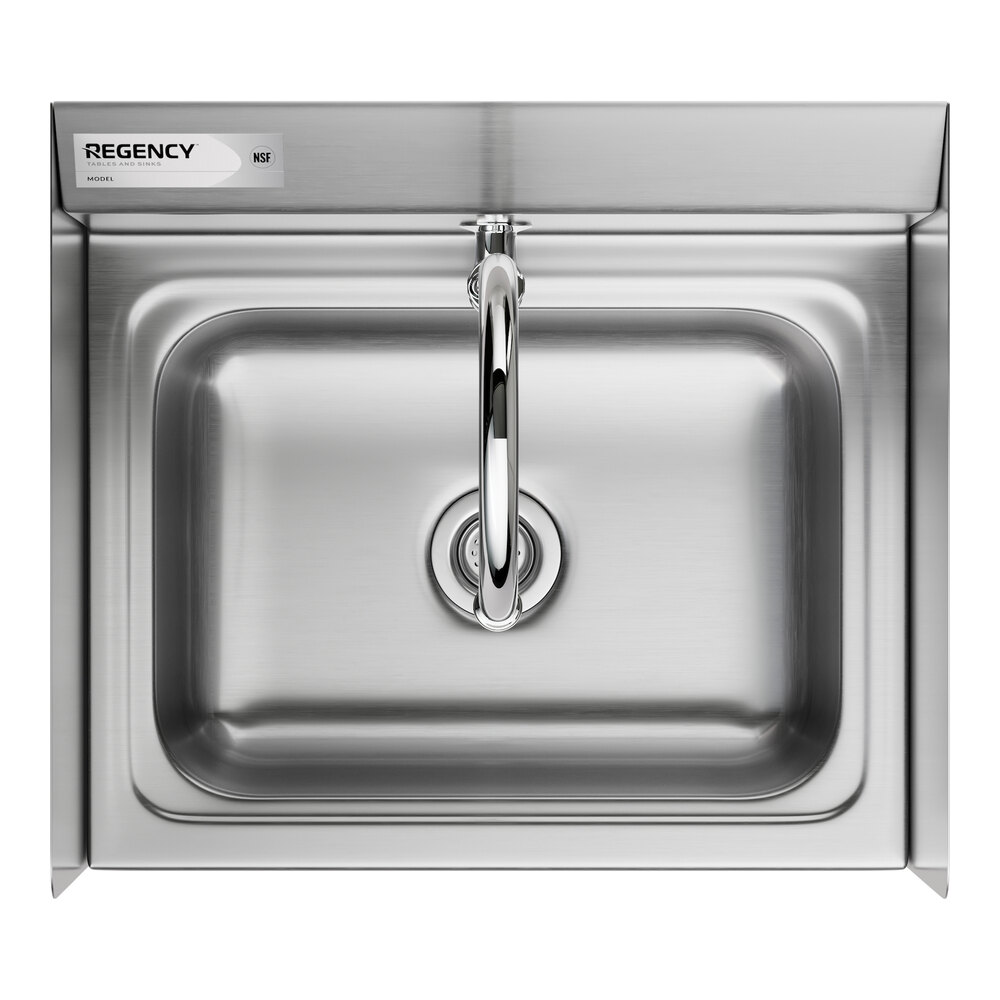 A Regency stainless steel hands-free hand sink with a faucet.