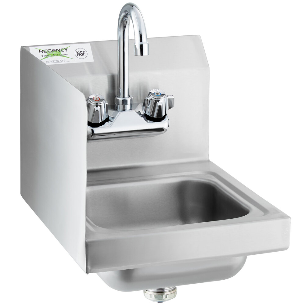 A Regency stainless steel wall-mounted hand sink with a faucet.