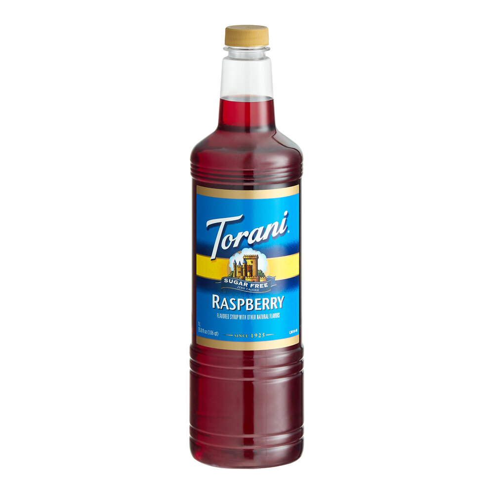 Torani Sugar-Free Raspberry Flavoring / Fruit Syrup Plastic Bottle 1 Liter