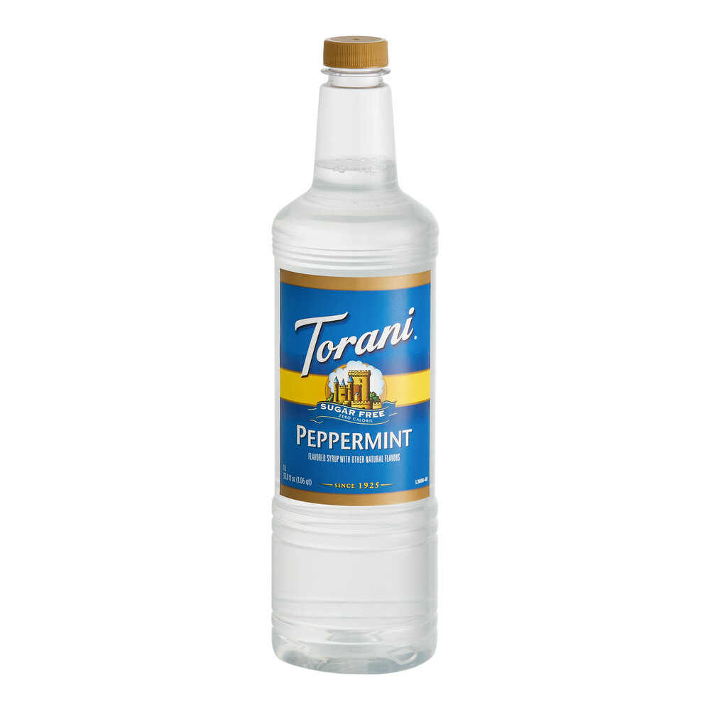 Torani Sugar-Free Peppermint Flavoring Syrup Plastic Bottle 1 Liter - 6 ...