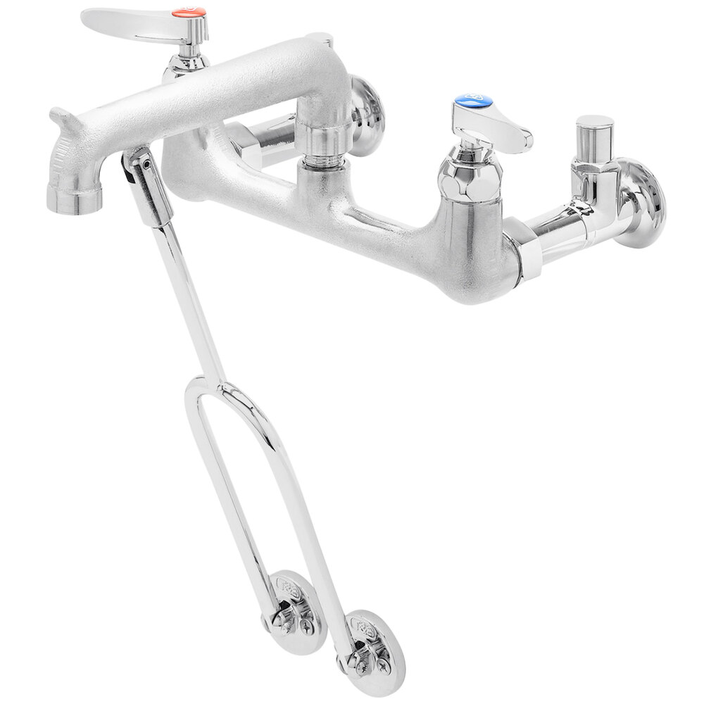 T&S B0651RGH Wall Mount Rough Chrome Mop Sink Faucet with 8