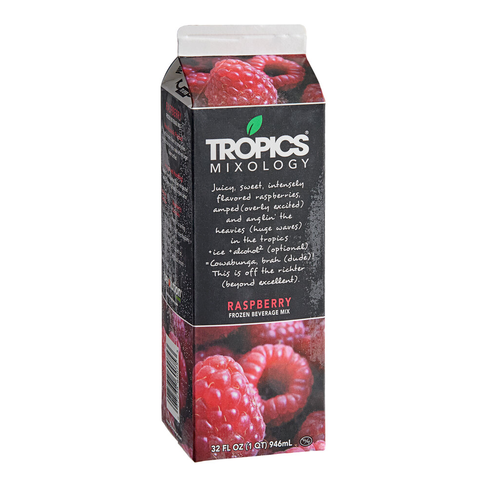 Tropics Raspberry Label Tropics Mixology Raspberry Frozen Beverage Mix 32 fl. oz. - 12/Case