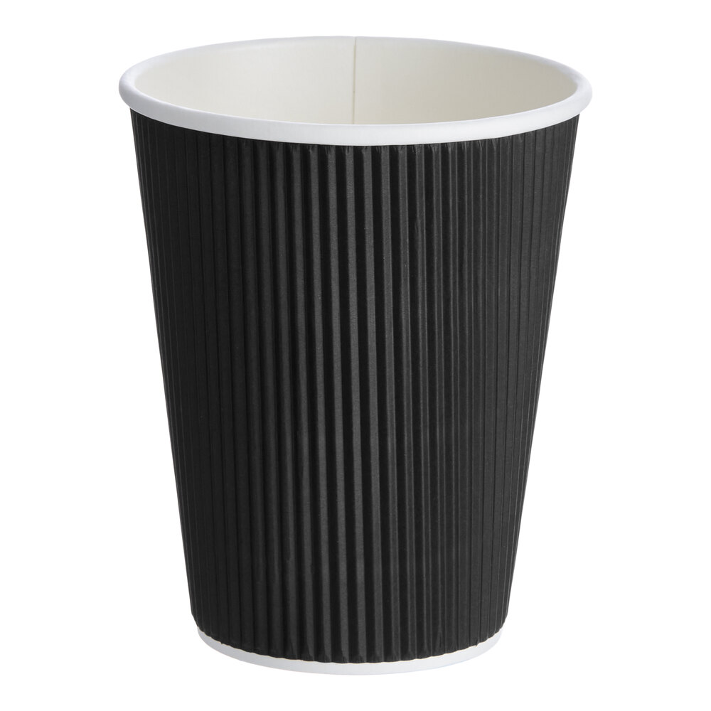 Choice 12 oz. Black Double Wall Ripple Paper Hot Cup - 500/Case