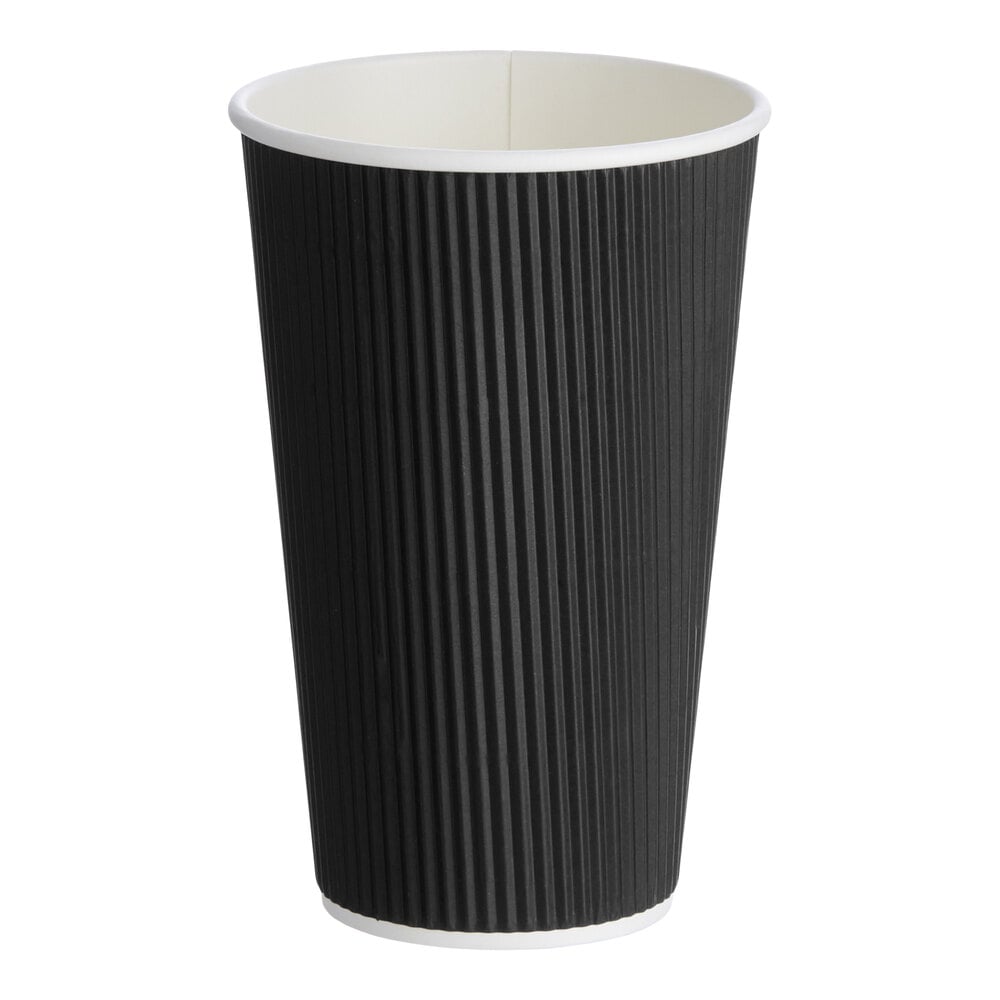 Choice 16 oz. Black Double Wall Ripple Paper Hot Cup - 500/Case