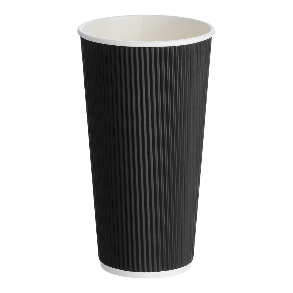 Choice 20 oz. Black Double Wall Ripple Paper Hot Cup - 500/Case