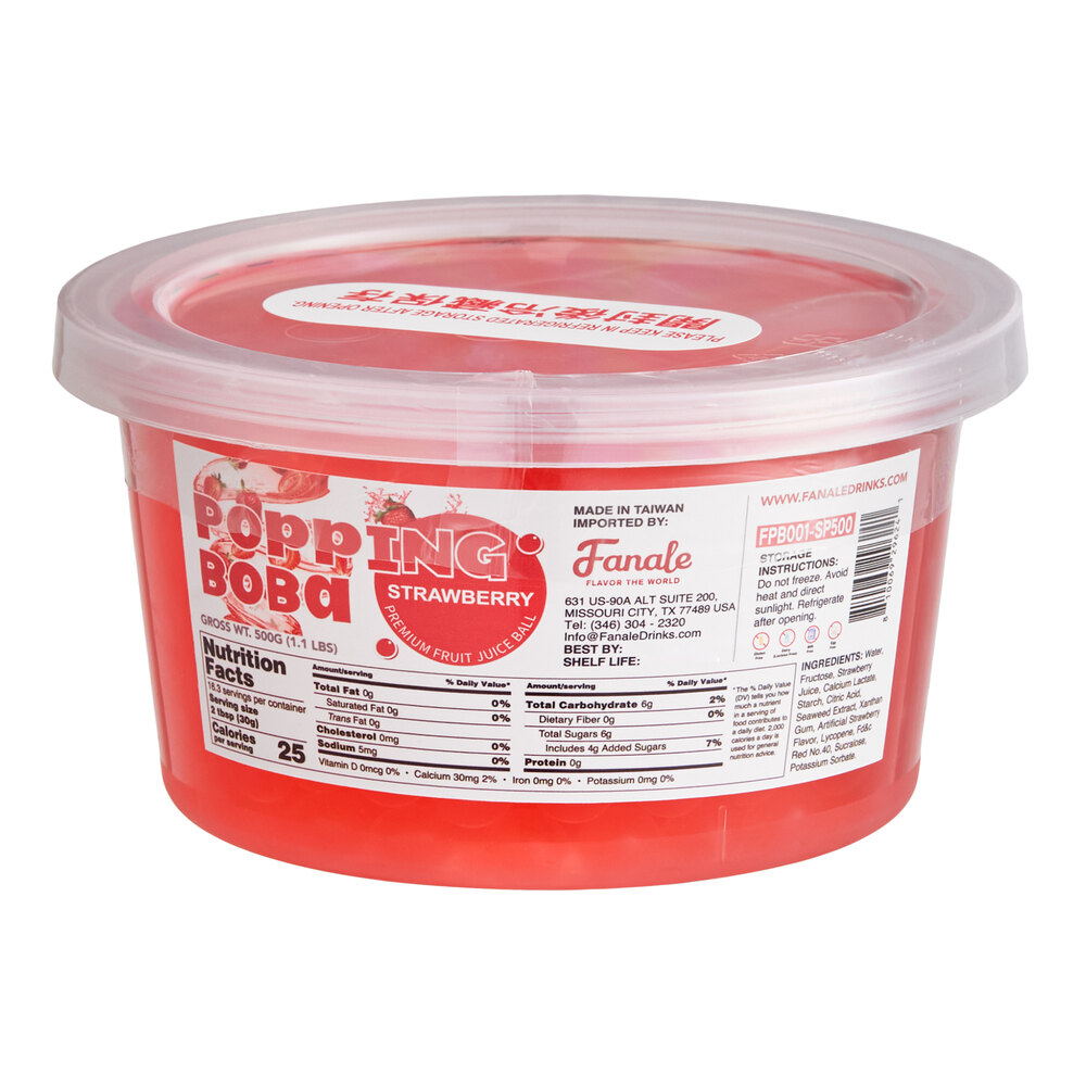 Fanale Strawberry Popping Boba 1.1 lb. - 12/Case