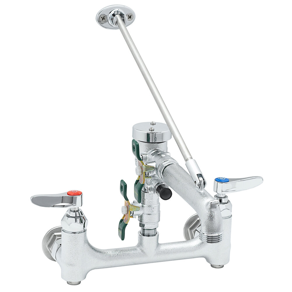 T&S B0665BSTR963 Wall Mount Rough Chrome Service Sink Faucet with 8