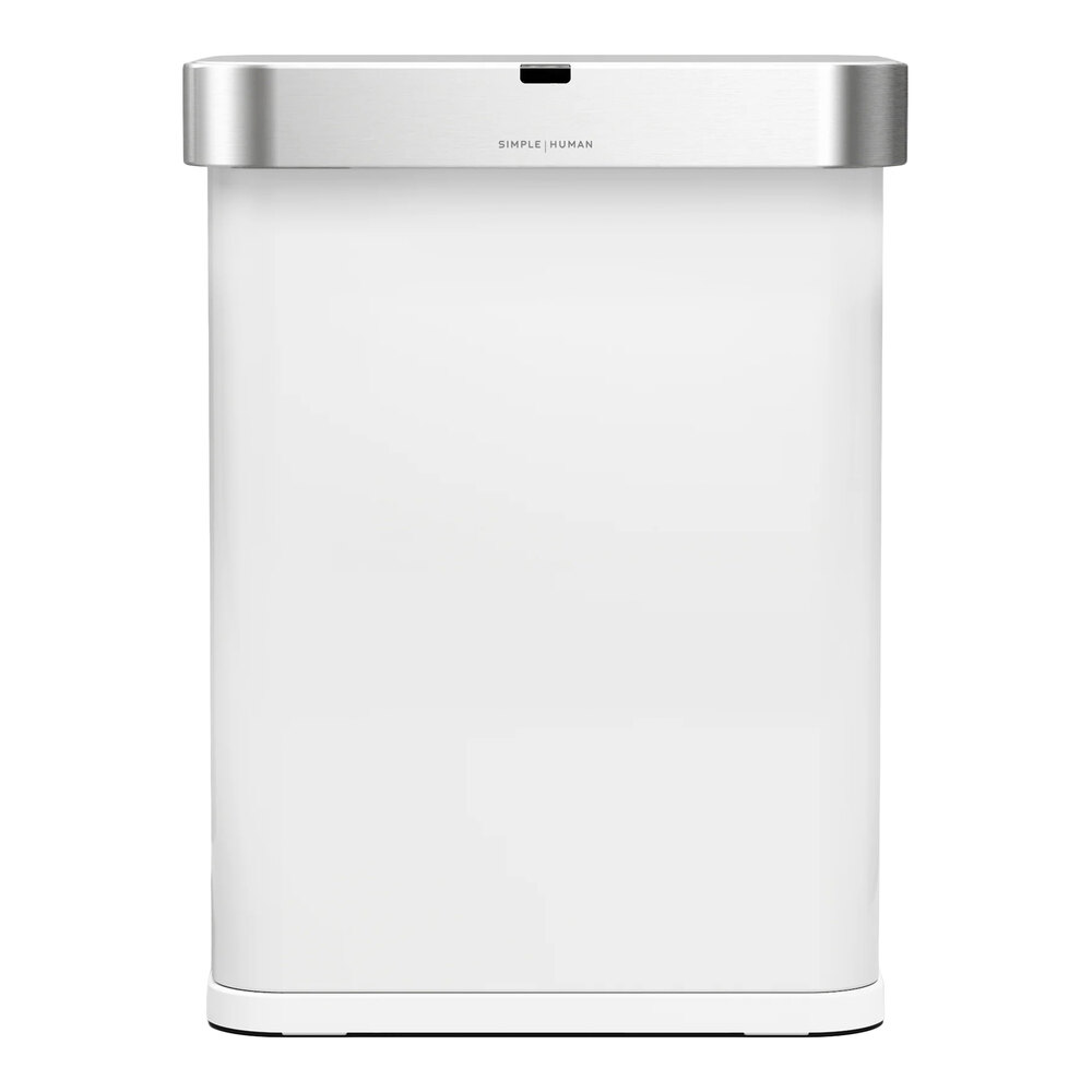 simplehuman ST2049 15.3 Gallon / 58 Liter White Stainless Steel