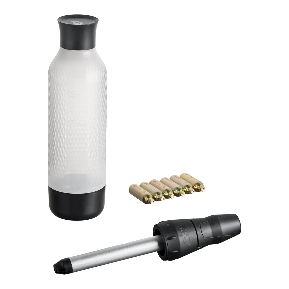 ISI Twist'n Sparkle Soda Maker 0.95 L Including 6 X 10 CO2 Capsules For Soda & Sparkle - Water Carbonator Set Of Pen Bottle CO2 Cartridges For Water, Juices, Wine