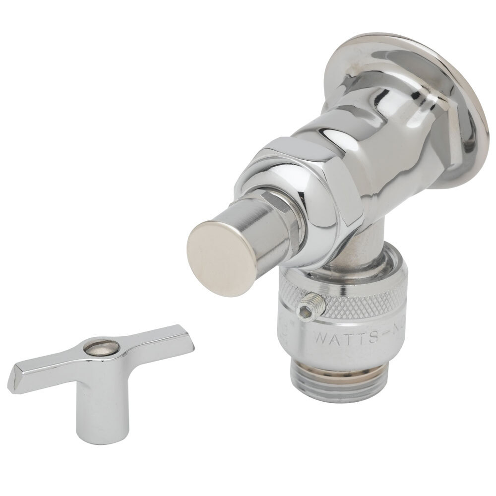 T&S B0737POL Wall Mount Single Hole Single Temp Polish Chrome Sill Faucet with Loose Key Style
