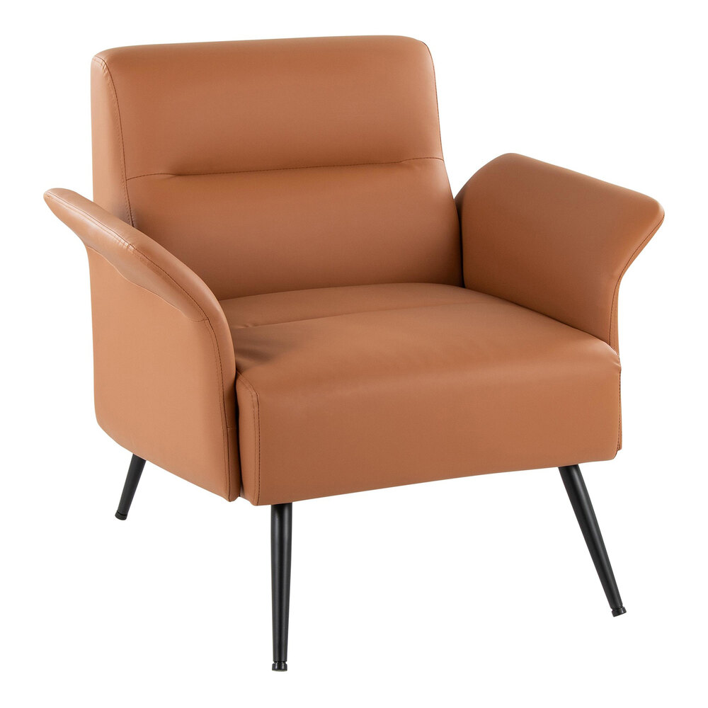 LumiSource Petal Camel Faux Leather Accent Arm Chair with Black