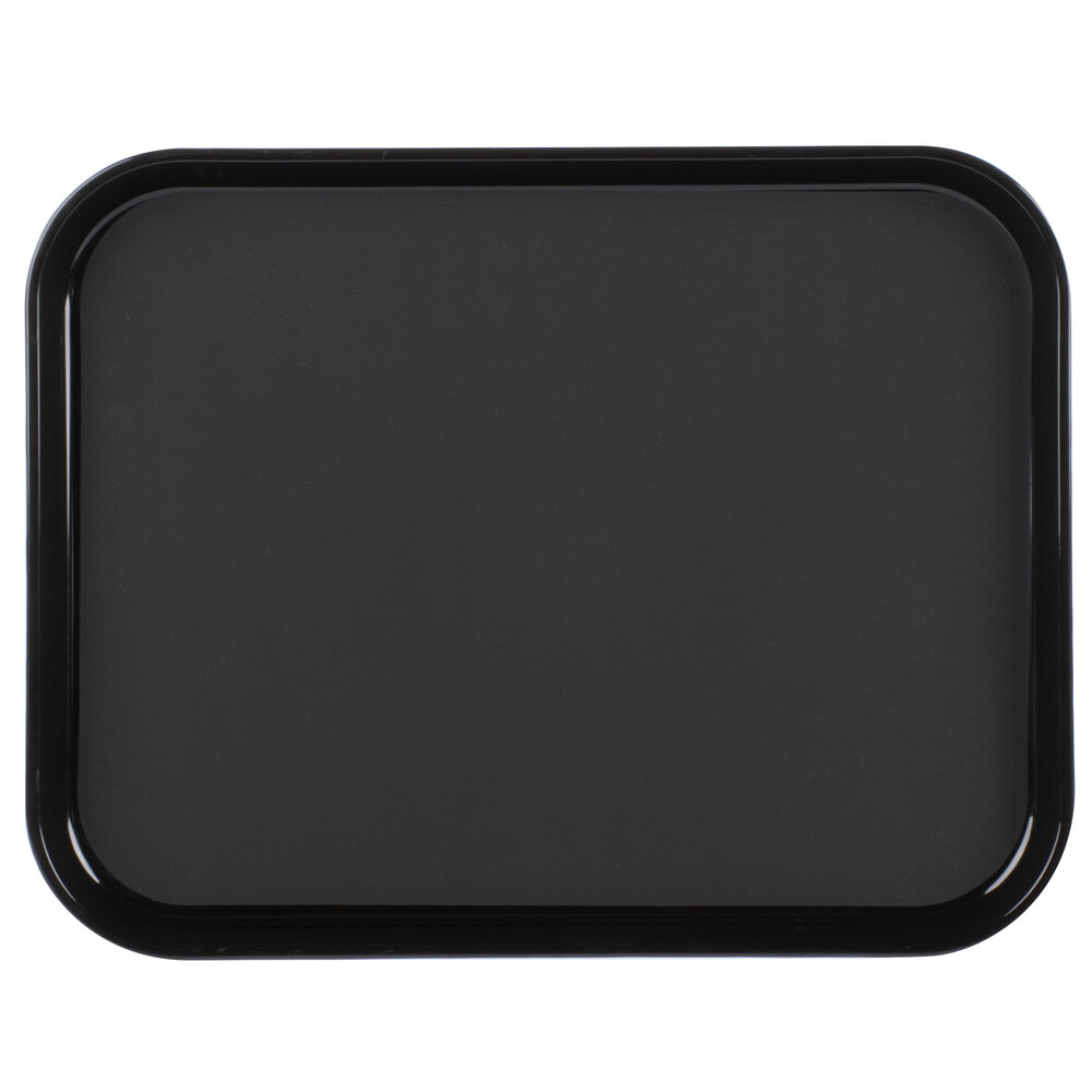 Cambro 14" x 18" Black Rectangular Polytread Non-Skid Serving Tray ...