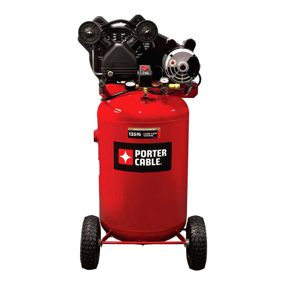 Porter Cable 30 Gallon V-Twin Cast Iron Belt-Drive Air Compressor with ...