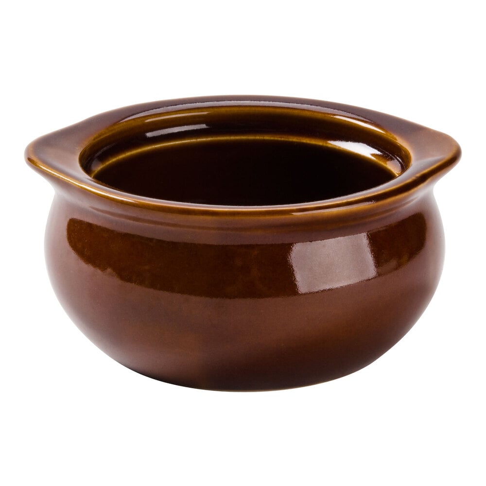 Bowl CAC OC-12-C Brown and Ivory 12 oz Onion Soup Crock Case 24 