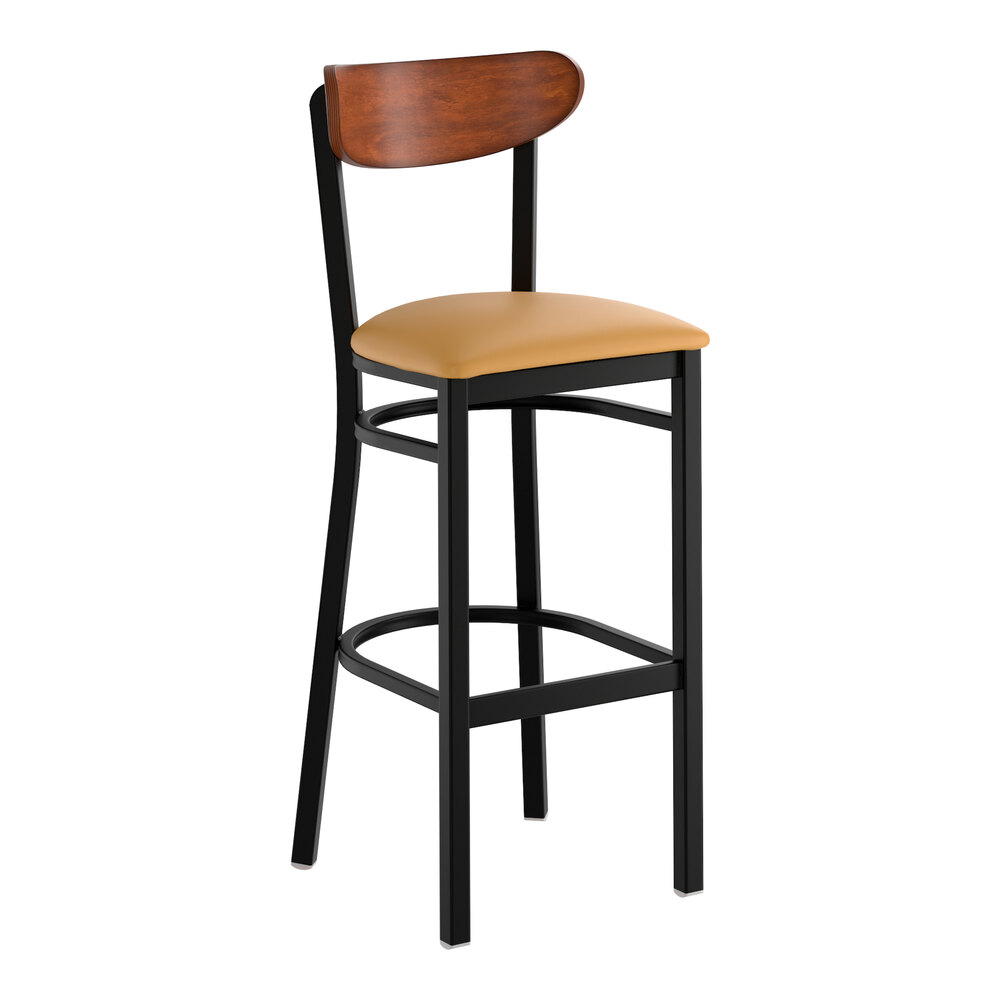 Lancaster Table & Seating Boomerang Black Finish Bar Stool with Light ...