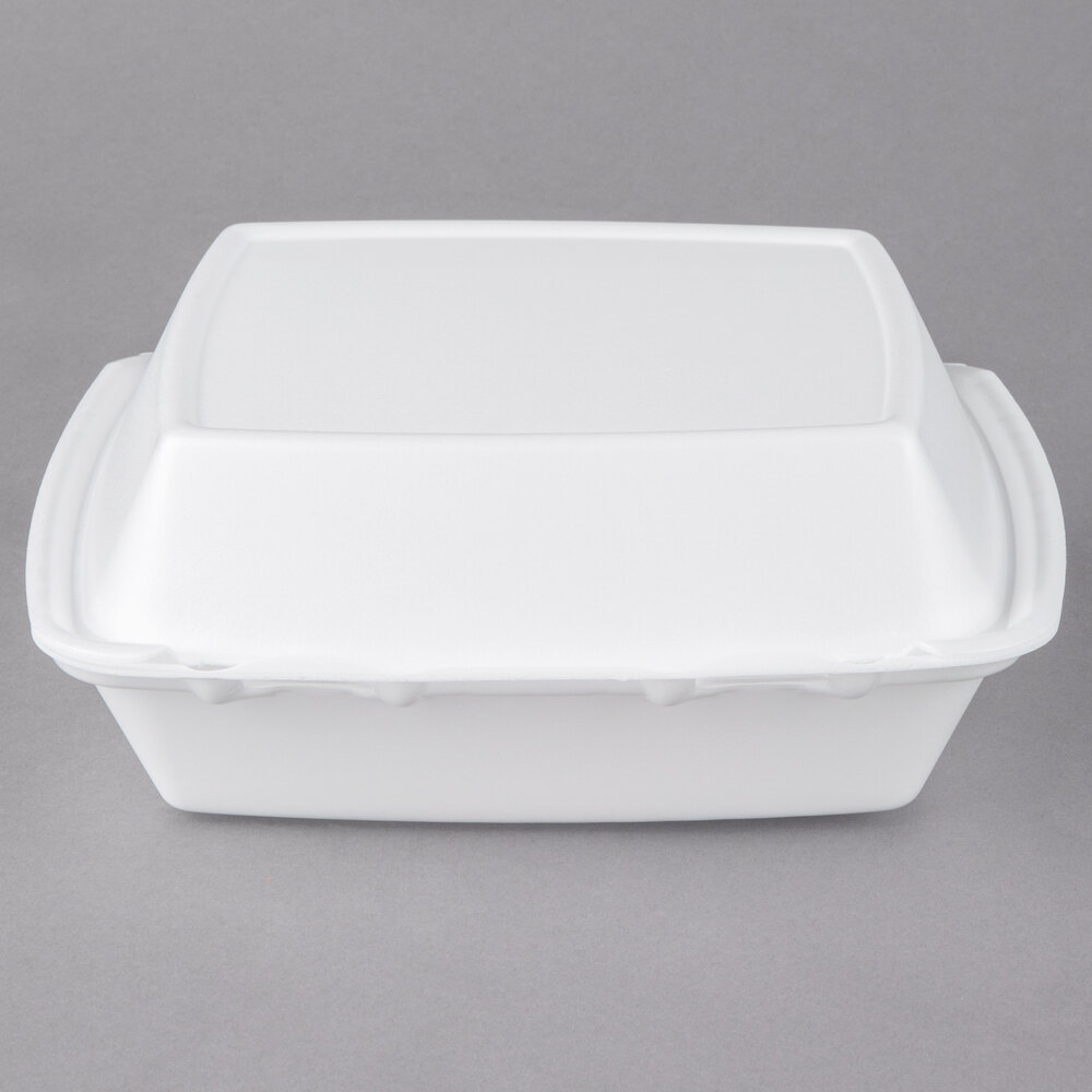 8 3/8 X 7 7/8 X 3 1/4 3-comp Dart 85HT3 Foam Container 200/carton Hinged Lid 