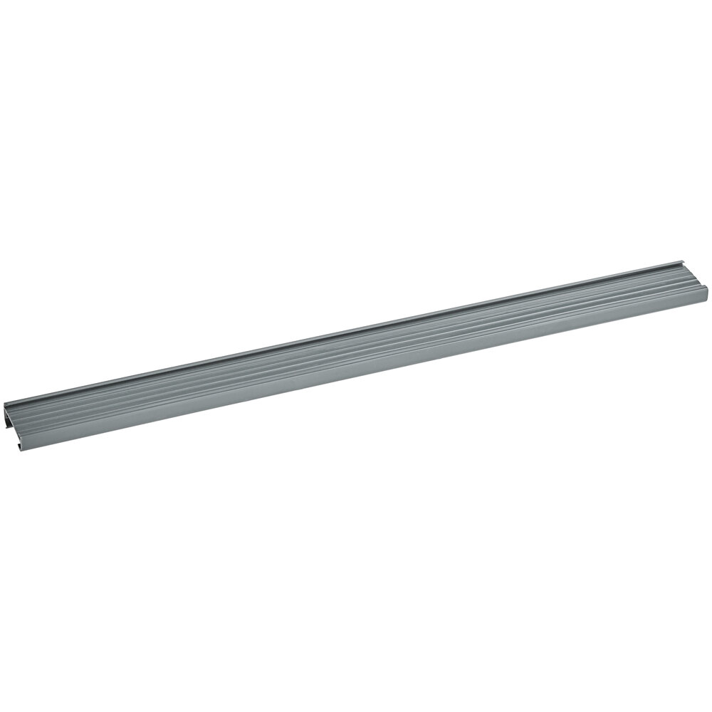 A gray 19-inch label holder designed for wire shelving.