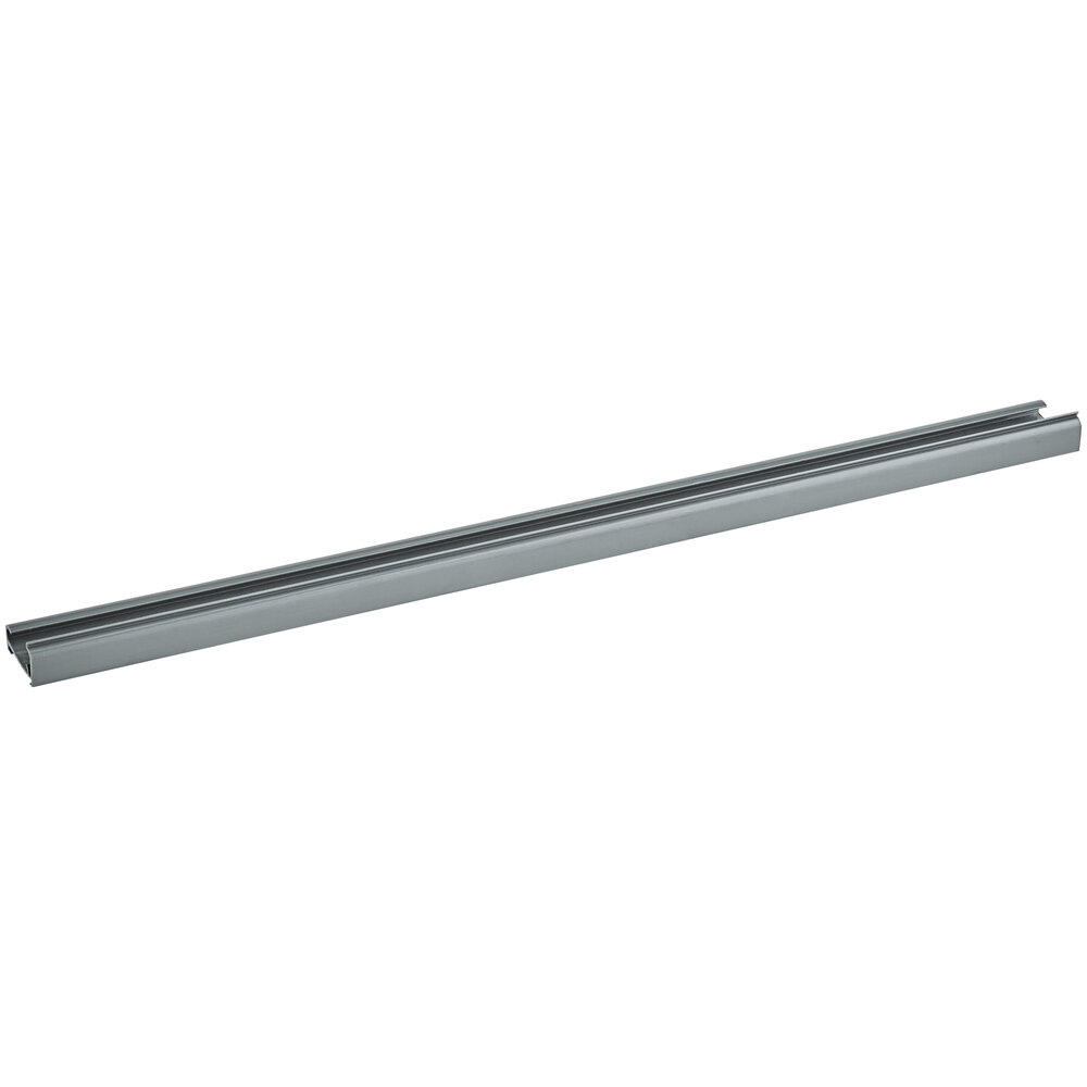 A gray 19-inch label holder designed for wire shelving.