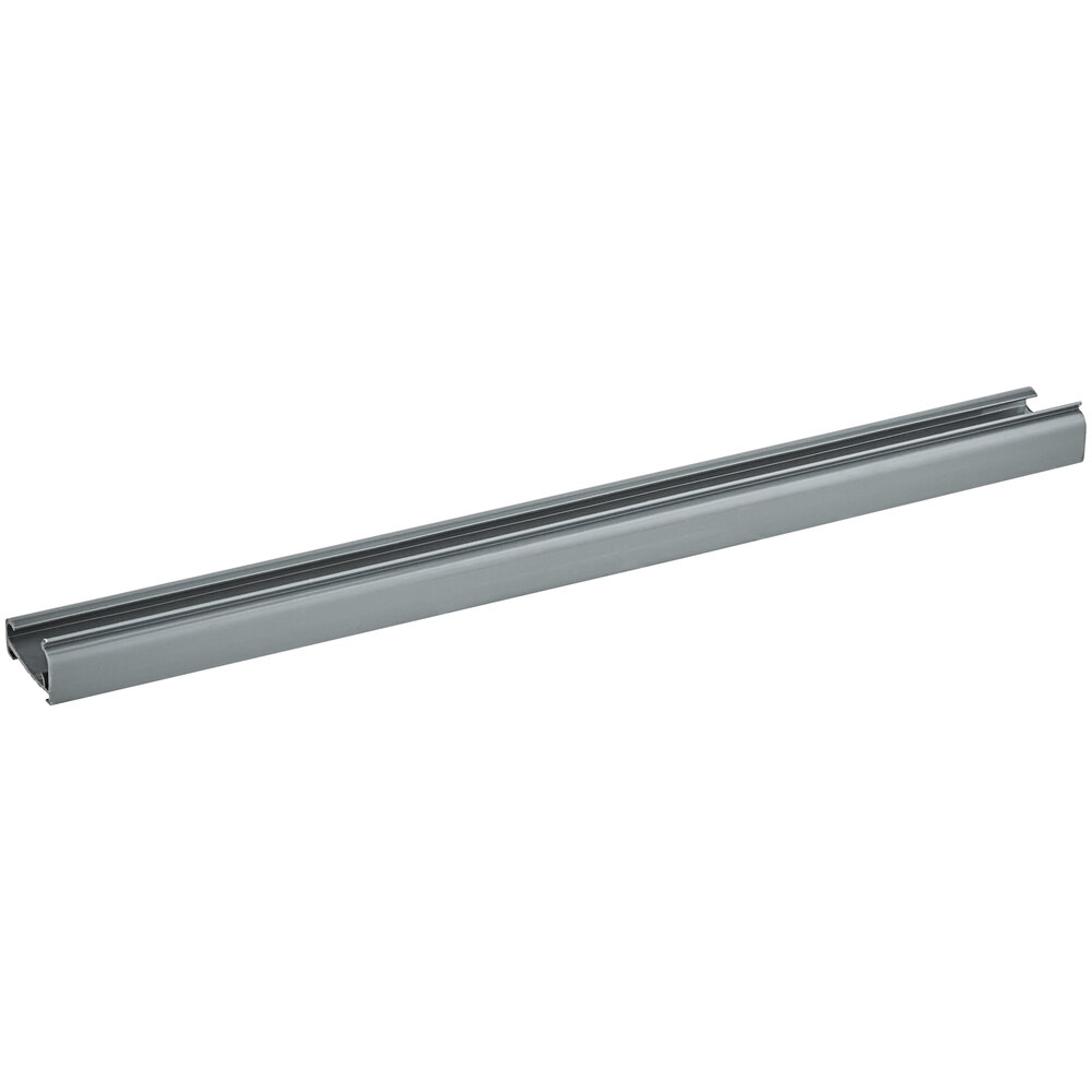 A gray 13-inch label holder designed for wire shelving.