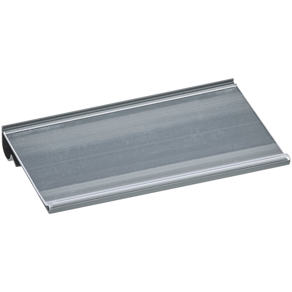 A gray shelf label holder designed for 460 series shelving.