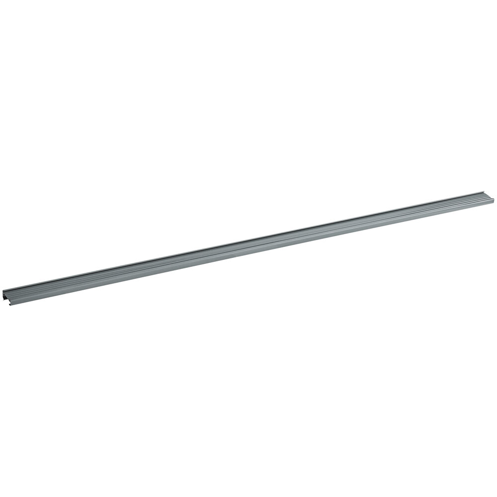 A gray 43-inch label holder designed for wire shelving.