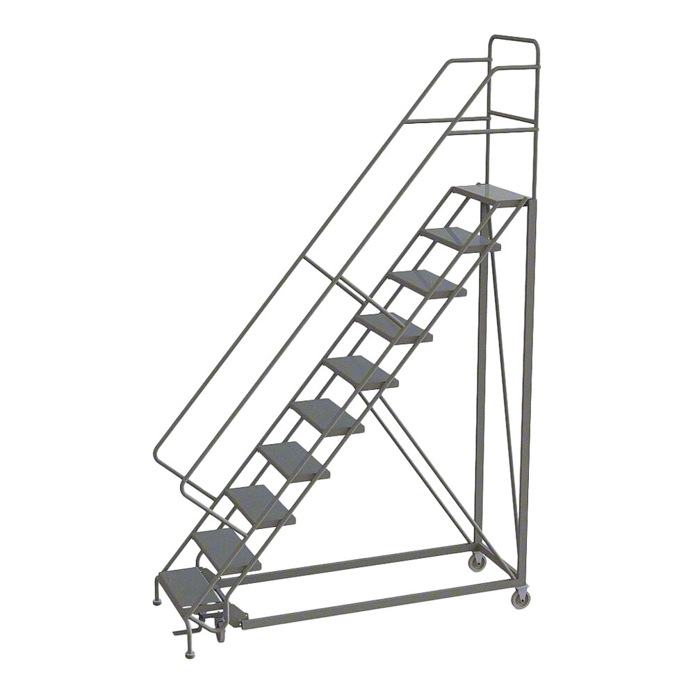 Sloop Ladder Tri-Arc 10-Step Heavy-Duty 50-Degree Slope Rolling Safety Ladder with ...