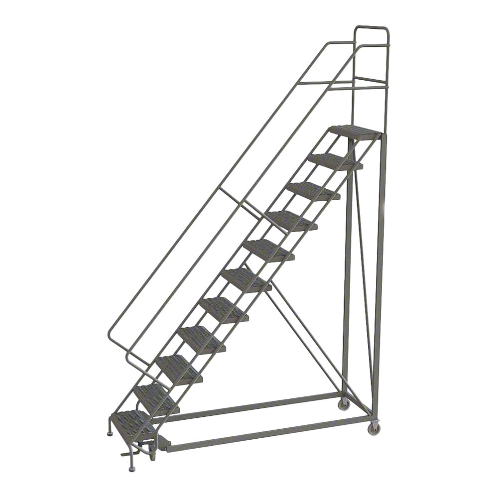 Tri-Arc 11-Step Heavy-Duty 50-Degree Slope Rolling Safety Ladder with ...