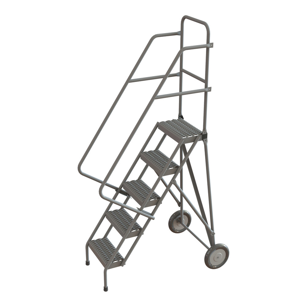 Tri Color Lader Tri-Arc 5-Step All-Terrain Rolling Safety Ladder with Serrated Tread ...