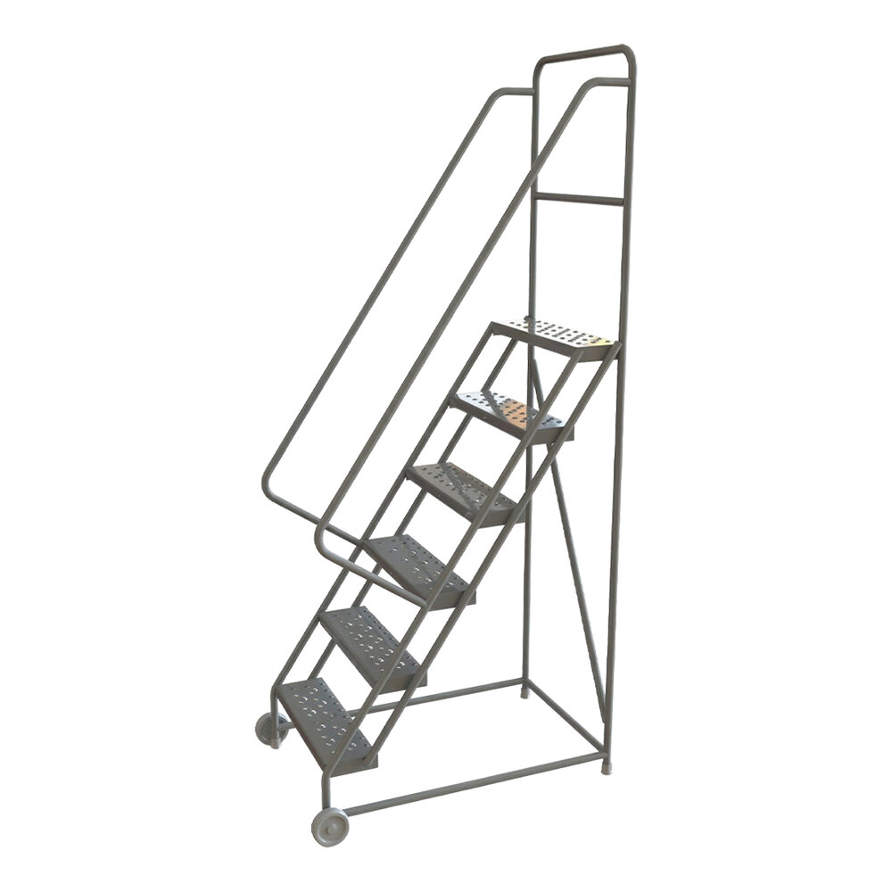 Tri-Arc Tilt & Roll 6-Step Rolling Safety Ladder with Perforated Tread ...
