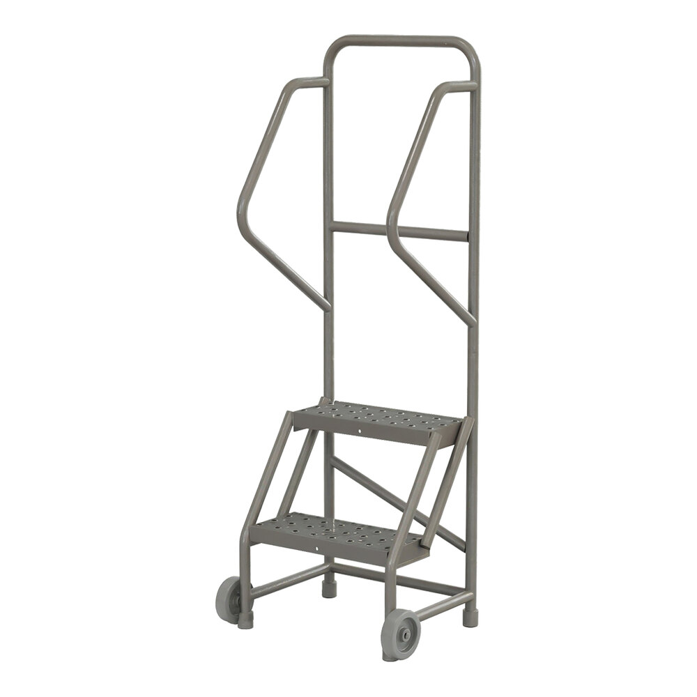 Tri-Arc Tilt & Roll 2-Step Rolling Safety Ladder with Perforated Tread ...