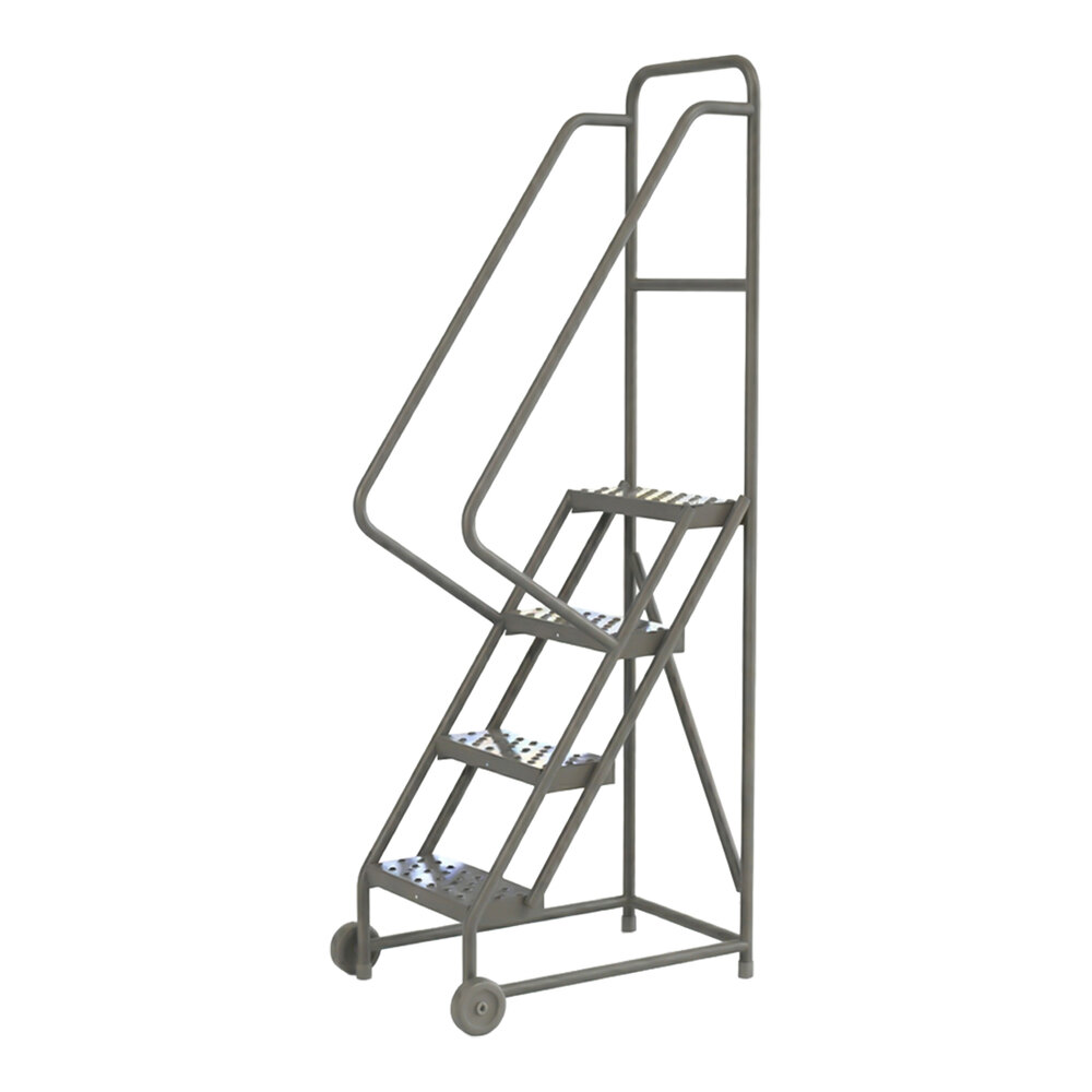 Tri-Arc Tilt & Roll 4-Step Rolling Safety Ladder with Perforated Tread ...