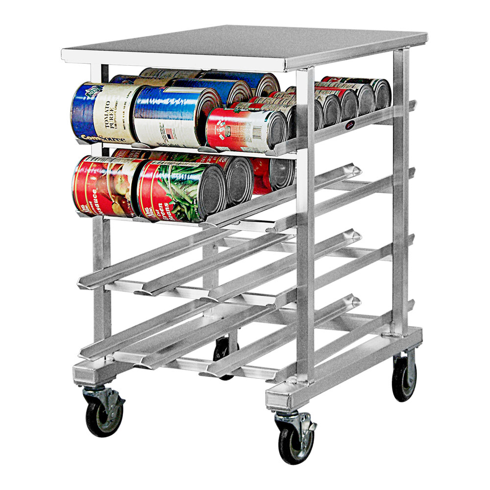 Load From Front Can Storage Rack New Age Industrial Heavy-Duty Half-Size Aluminum Mobile Can Rack with ...