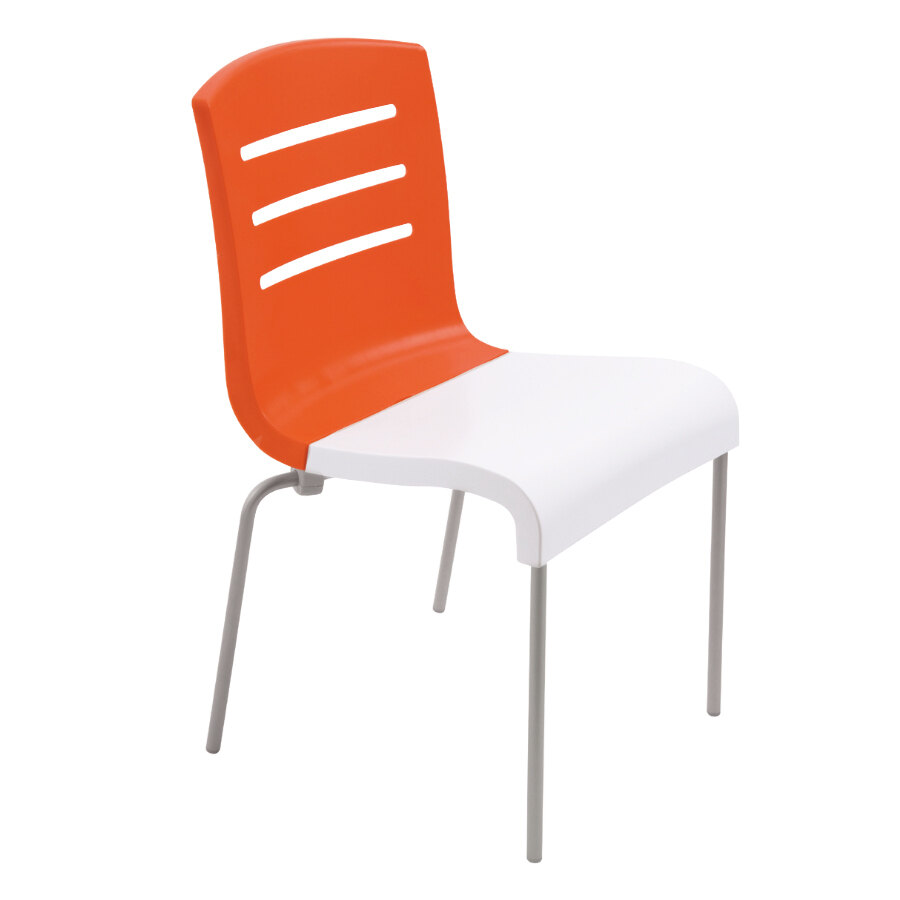 Grosfillex US041019 Domino Indoor Stacking Resin Chair with Orange Back