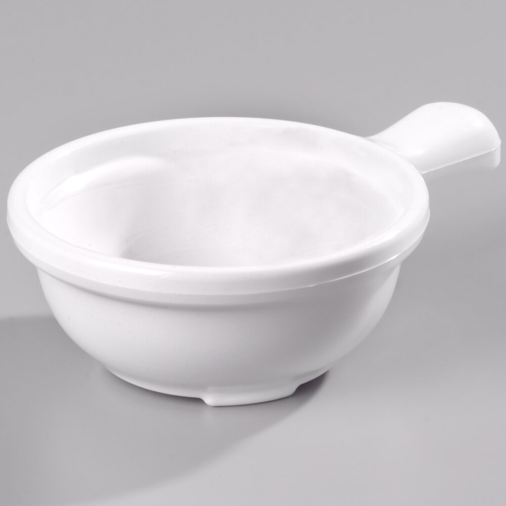 Carlisle 742002 12 oz. White Polycarbonate Handled Soup Bowl 24/Case