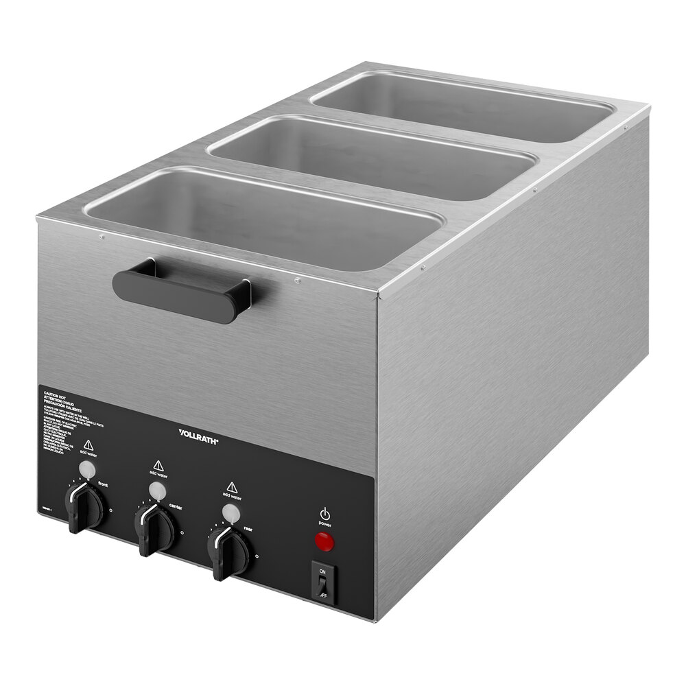 Vollrath 72033 33W-120 Triple-Well 1/3 Size Countertop Food Warmer ...