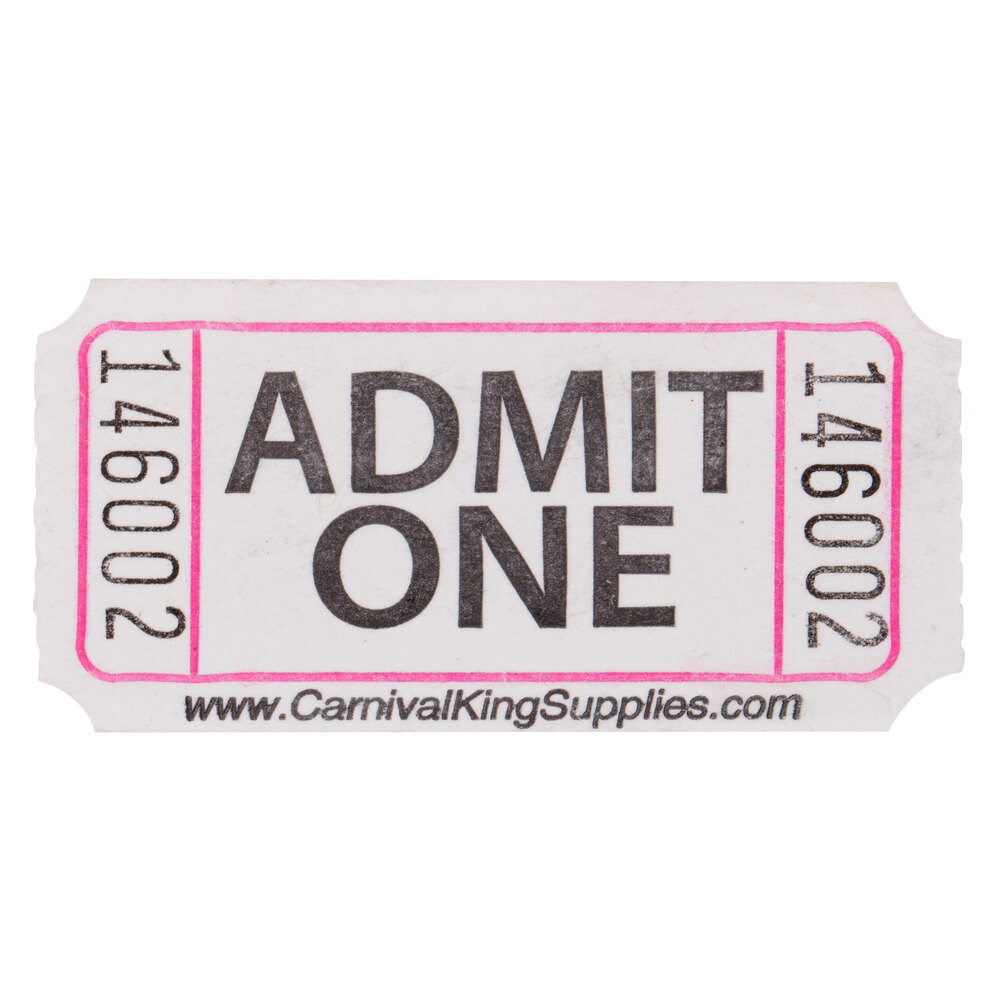 Carnival King White 1-Part Customizable Admit One Tickets - 2000/Roll