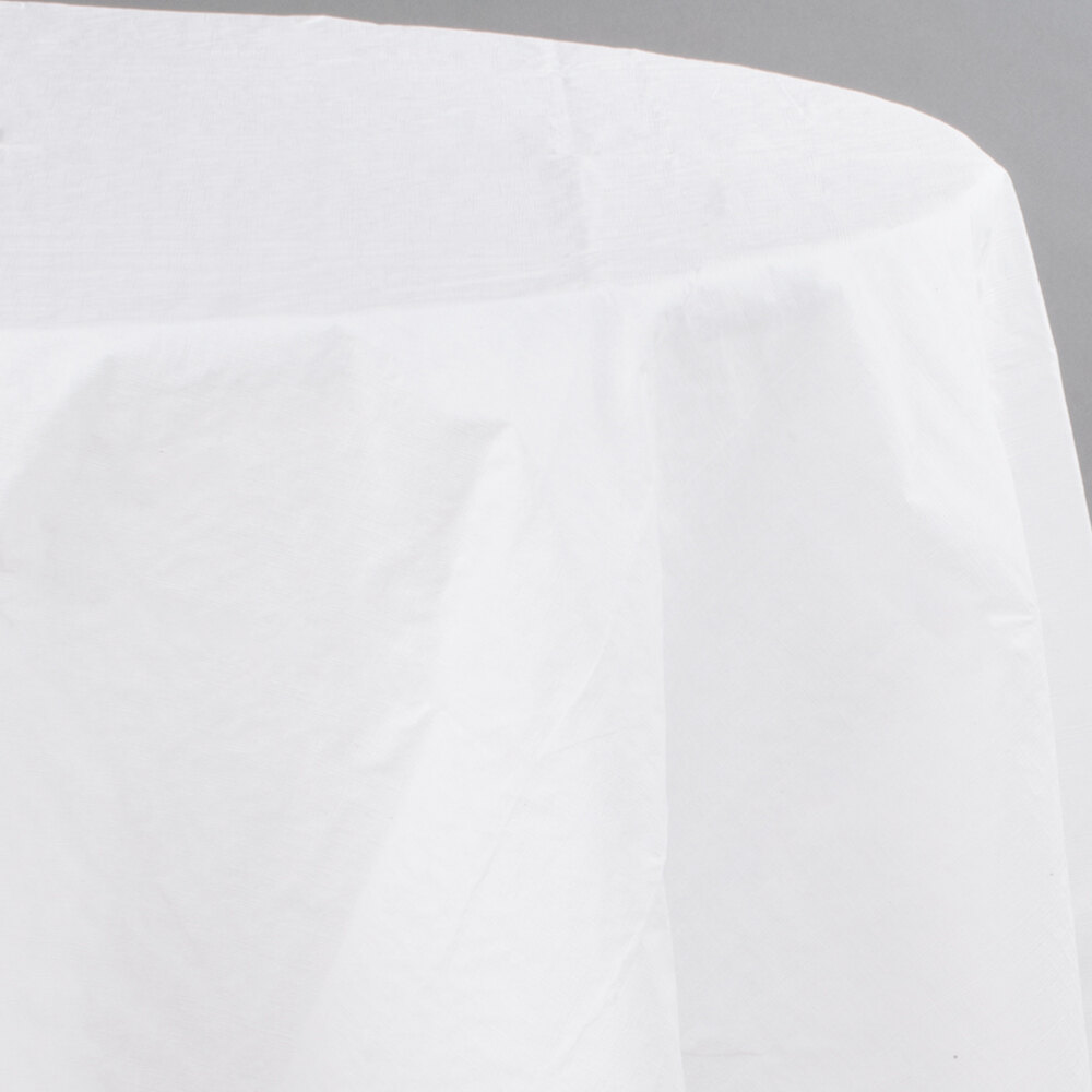 82 in x 82 in Greek Embossed White Paper Tablecloth 25 ct.