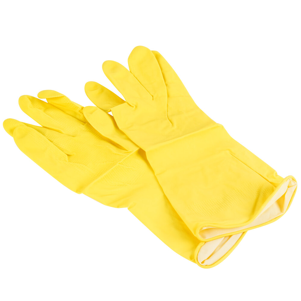 Extra Large MultiUse Yellow Rubber Flock Lined Gloves