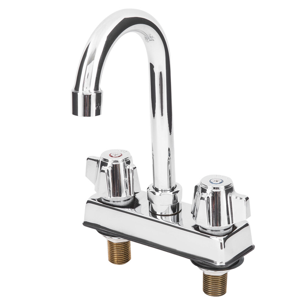 Deck Mount Faucet with 6" Gooseneck Nozzle, 4" Centers, and Canopy Handles
